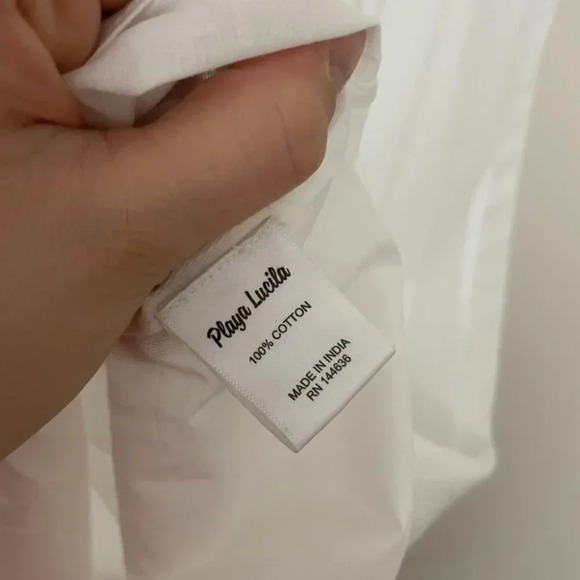 Playa Lucila White Smocked Short Sleeve Midi Dress Size Small - Picture 4 of 6